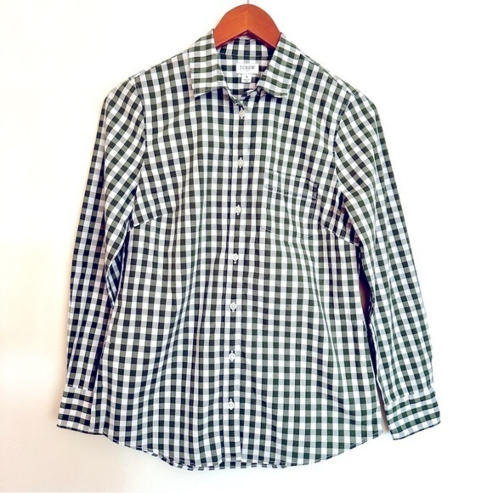 J. Crew Men’s Gingham Plaid Button Down Shirt Green White Size Small